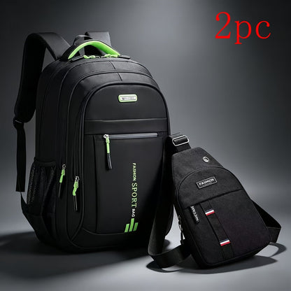 Black Multi-Compartment Travel Backpack, 48 x 32 x 18 cm with Eight Single- or Two-Piece Checkout Options