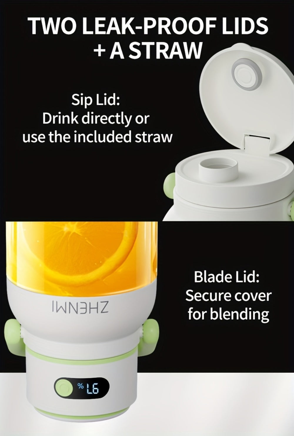 Cordless Portable Blender 33oz USB Rechargeable - Ice Crushing Blender for Smoothies & Shakes