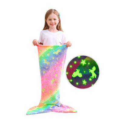 Mermaid Tail Sleeping Bag Blanket for Kids & Adults - Flannel 200GSM Anti-Kick Cozy Bed Cover