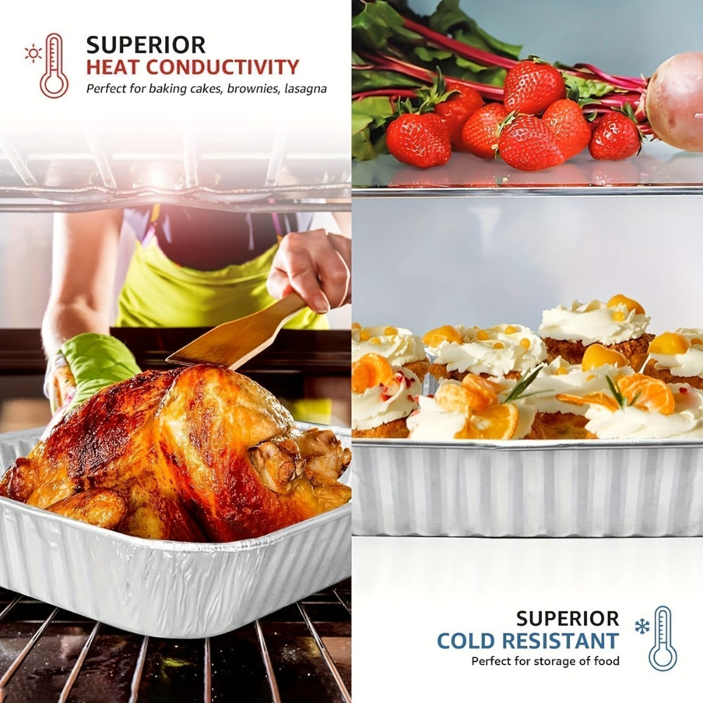 Disposable Aluminum Pans with Lids 25 Pack – 9x13 Half Size Heavy-Duty Foil Baking Trays for Roasting, Reheating & Cooking – Oven & Steam Table Safe, Chafing Dish Pans for Home & Commercial Use