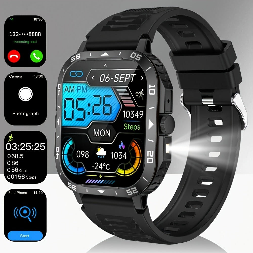 Smartwatch with Music Player Stopwatch LED Lighting Wireless Calling Multi Sport Mode Heart Rate Sleep Fitness Tracker iPhone Android Compatible Men Women Gift Black Gold Metal Strap