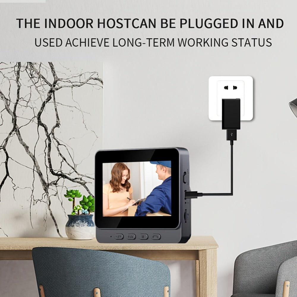 170° Wide Angle Video Doorbell Camera 1080P with 4.3" HD Monitor - No WiFi No App No Subscription, 850nm Night Vision, USB-C Rechargeable, 128GB SD Card Option, Two-Way Audio