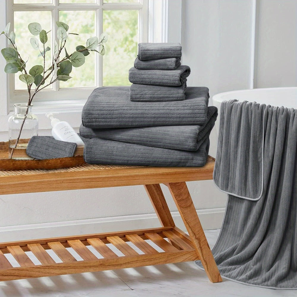 Bath Towels Set 4-Pack Oversized 35 x 70 Inch Microfiber Sheets in Five Color Options for Home and Guest Use