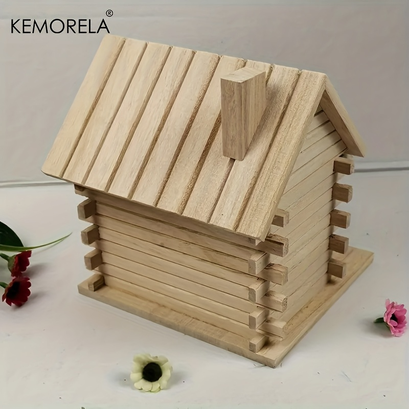 Wooden Bird Nest Breeding Box for Parrots & Small Birds - Hanging Outdoor Cage Accessory, Natural Solid Wood Birdhouse, Cozy Woodland Cabin Design, Durable Aviary Nesting House