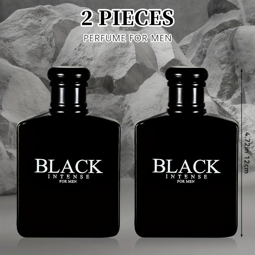 Men's Cologne Black Intense 100ml Eau de Toilette Two-Bottle Set in Matching Black Spray Bottles