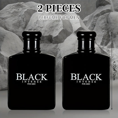 Men's Cologne Black Intense 100ml Eau de Toilette Two-Bottle Set in Matching Black Spray Bottles