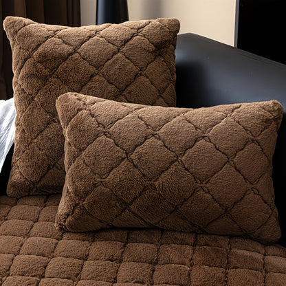 Sofa Cover Plush-Texture Cushion Panels in Pillowcase and 1, 2, 3 or 4-Seat Dimensions in Four Colors