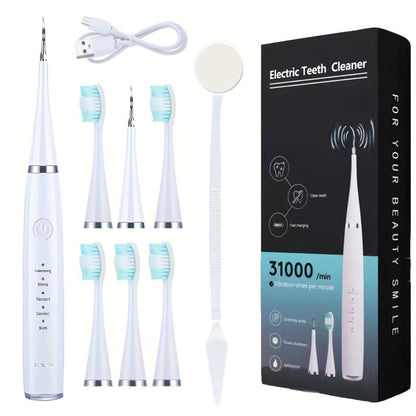 Electric Toothbrush Kit with Five Brush Heads, Two Accessory Cleaning Heads, USB Charging and Travel Case