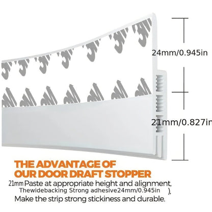 39-Inch Three-Layer Silicone Door Draft Stopper with Adhesive Backing in White, Black, Brown or Clear