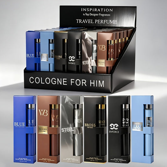 Travel Cologne Gift Set for Men – 6-Piece Mini EDP Spray Sampler, Long Lasting Unique Scents, TSA-Friendly Travel Size, Holiday Dating Gift for Him