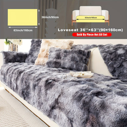 Sofa Cover, Faux-Lamb Plush Gradient Couch Pad in Five Colors with Armchair, Backrest and Seat Sizes