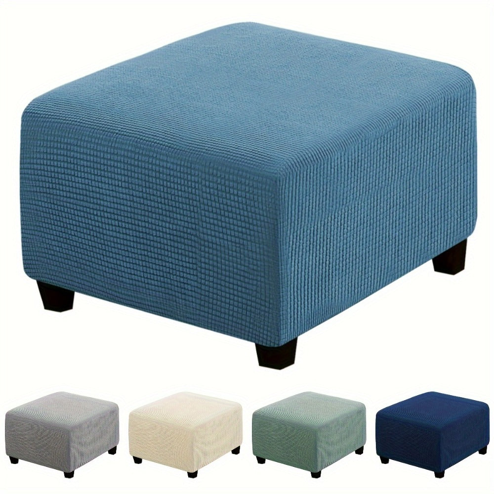 Square Ottoman Cover with Elastic Band in Six Color Labels and L or XL Size Options for Home and Office Footstools
