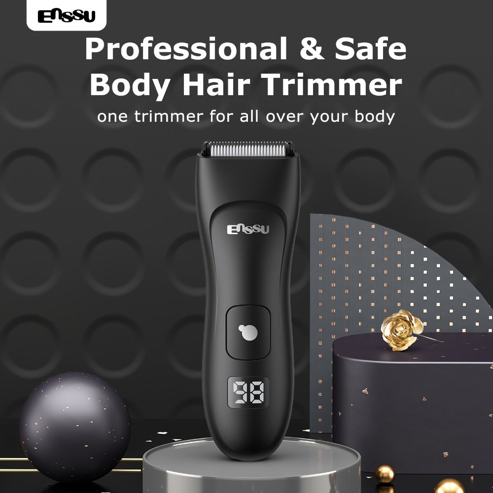 Full Body Groomer for Men IPX7 Waterproof Electric Trimmer Ceramic Blade LCD Display Bikini Private Parts Shaver Replaceable Head Wet Dry Gift