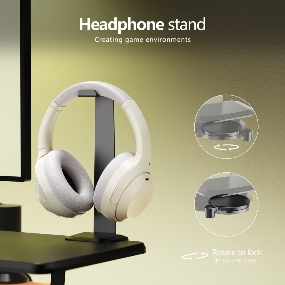Monitor Stand Organizer with Headset Holder Phone Stand & Game Controller Holder, Versatile Desktop Riser for Computer Monitor Laptop