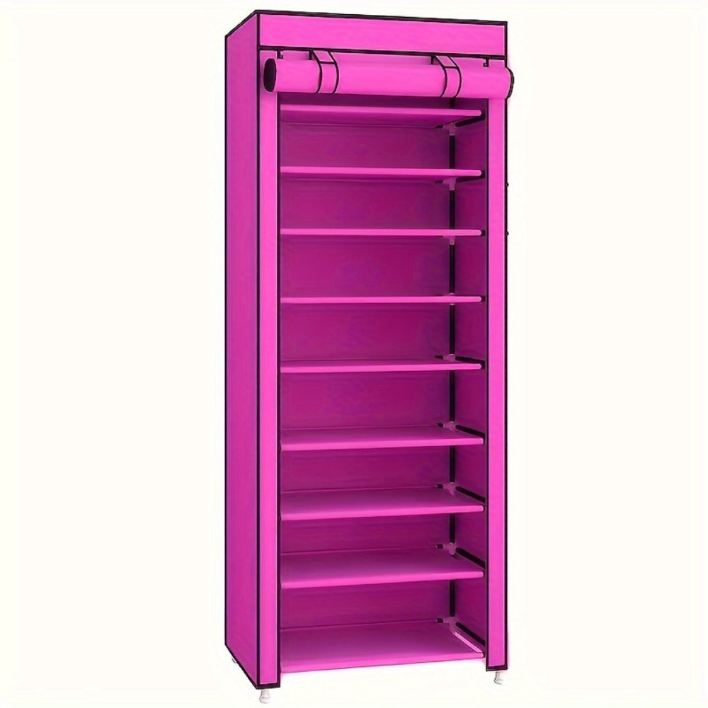 10-Layer Shoe Rack with Dust Cover – Non-Woven Portable Shoe Cabinet Organizer for Entryway, Bedroom & Dormitory Storage