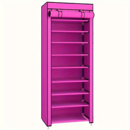 10-Layer Shoe Rack with Dust Cover – Non-Woven Portable Shoe Cabinet Organizer for Entryway, Bedroom & Dormitory Storage
