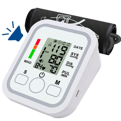 Blood Pressure Monitor by MOOD LIGHT, Upper-Arm LCD Device with Voice, Dual-User Memory and Adjustable Cuff