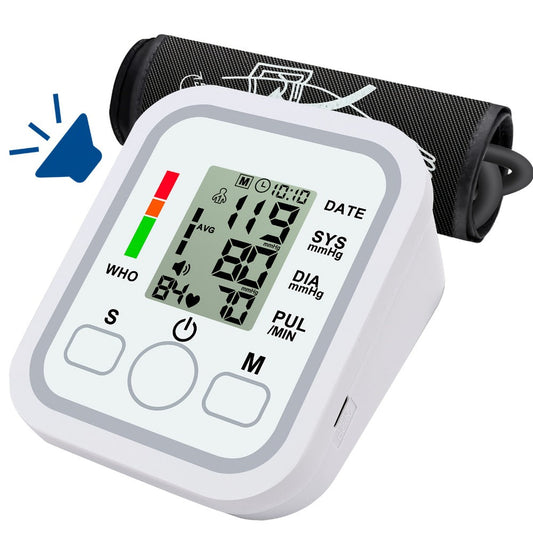 Upper Arm Blood Pressure Monitor – Large LCD, Voice Broadcast, Heart Rate & Irregular Heartbeat Detection, 2×99 Memory, 8.7–14.2" Adjustable Cuff, One-Touch Operation for Seniors & Pregnant Women