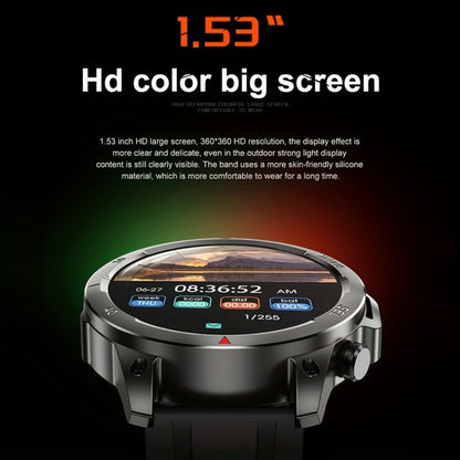 GPS NFC Smartwatch for Men – AI Voice Calling, 360×360 HD Screen, Built-in Compass, Motion Trajectory, Heart Rate Sleep Fitness Tracker – Outdoor Sports Watch Black Silver Steel