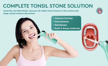 Tonsil Stone Remover Electric Vacuum Kit with LED Light – 3 Suction Modes 5X Magnifying Mirror Oral Irrigator Safe Gentle Tonsillolith Removal Tool for Adults at Home Use Rechargeable Portable