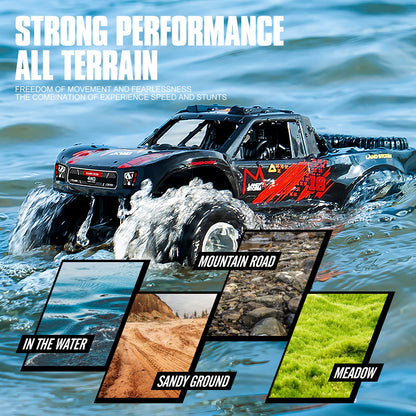RC Monster Truck or Pickup 1:16 Scale in Five Body and Color Styles with 4WD Layout and Two Rechargeable Batteries