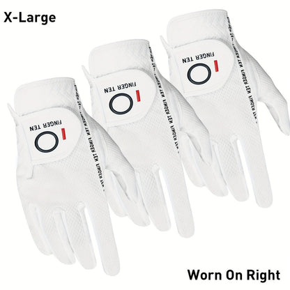 Wet Weather Golf Gloves Rain Grip 3-Pack for Men | Breathable Water-Resistant Golf Gloves for Left & Right Hand – Durable Comfortable Fit in Hot & Wet Conditions (Black, Gray, White | S–3XL)