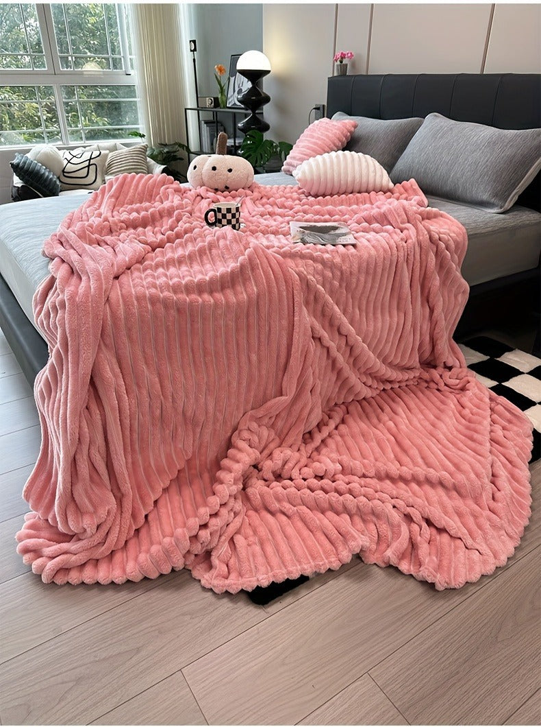 Channel-Textured Throw Blanket in Seven Colors and Four Displayed Size Options from 50 x 60 to 108 x 90 Inches