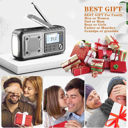 5000mAh Digital AM/FM/NOAA Emergency Radio with Solar Panel, Hand Crank, Reading Light and Three Colors