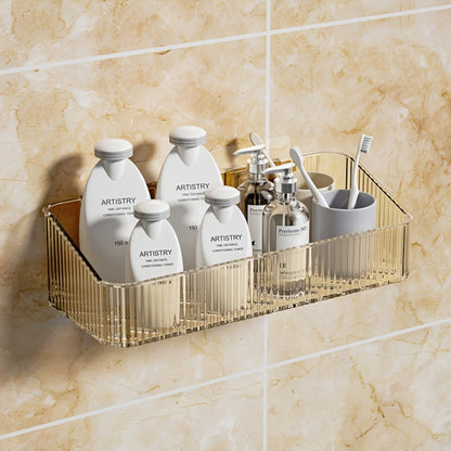 Wall Mounted Bathroom Shelf Storage Rack Organizer - Plastic Hanging Tray Basket Shampoo Shower Gel Holder | Gray Amber Green | Bathroom Storage and Organization Accessories