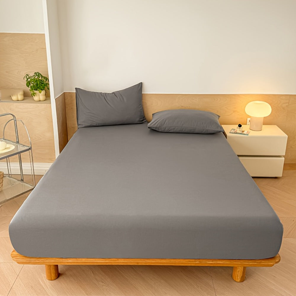 Fitted Sheet Set 3pcs with 2 Pillowcases | Soft Solid Color Bed Sheets Twin Full Queen King