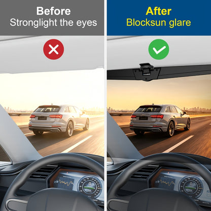 Sun Visor Extender for Car Polarized Anti-Glare UV400 Blocker Clip-On Adjustable Extension Universal Fit Windshield Sun Shade for Safe Comfortable Driving All Vehicles