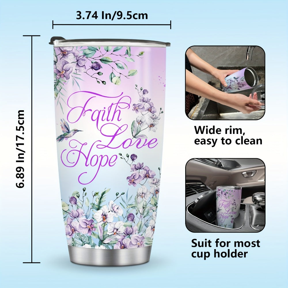 Twenty-Ounce Hummingbird and Flower Travel Tumblers in Ten Exact Printed Design Configurations