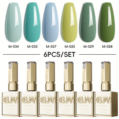 Holographic Rainbow Candy Gel Nail Polish Set 6 Colors 15ml - Semi-Permanent Soak Off LED UV Long Lasting Glossy Macaroon Finish Photo Frame Bottle Spring Summer Nail Art Kit for Women 0.51oz Each