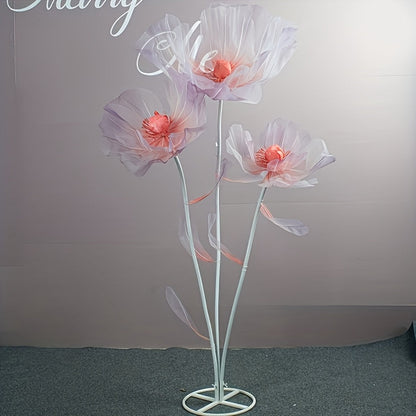 Artificial Flowers Giant Three-Piece Silk Mesh Display Set with Base, Branches and Eight Color Options