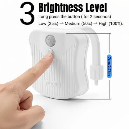 Two-Piece Clip-On Toilet Bowl LED Night Light Set with Motion Sensor and Three Brightness Levels