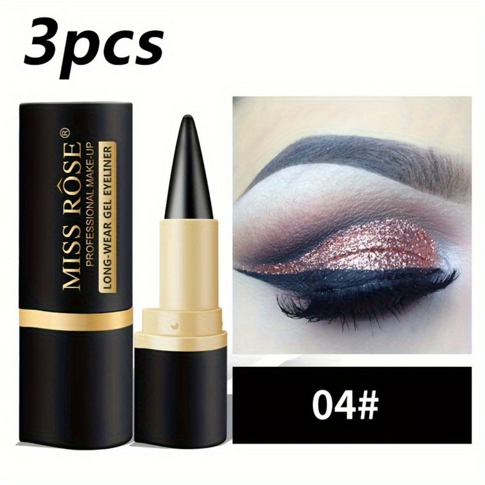 Waterproof Black Eyeliner Pencil Set 3pcs – Long-Lasting Smudge-Proof Matte Eye Liner Precise Single Tip Gentle Formula for Sensitive Eyes All Day Wear Women Gift