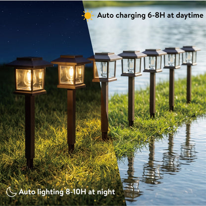 Solar Pathway Lights Outdoor Edison Style LED, Up to 12 Hours, White Solar Garden Lights for Yard