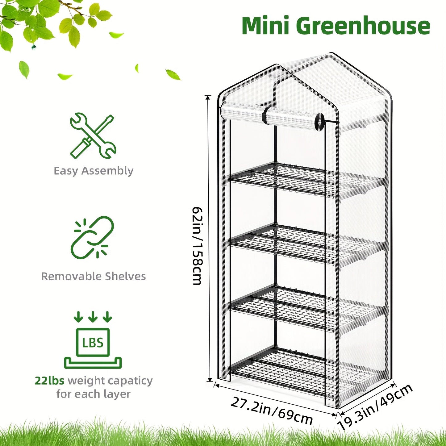 Three- or Four-Tier Mini Plant Greenhouse with Aluminum Frame and PE Cover in Four Checkout Options