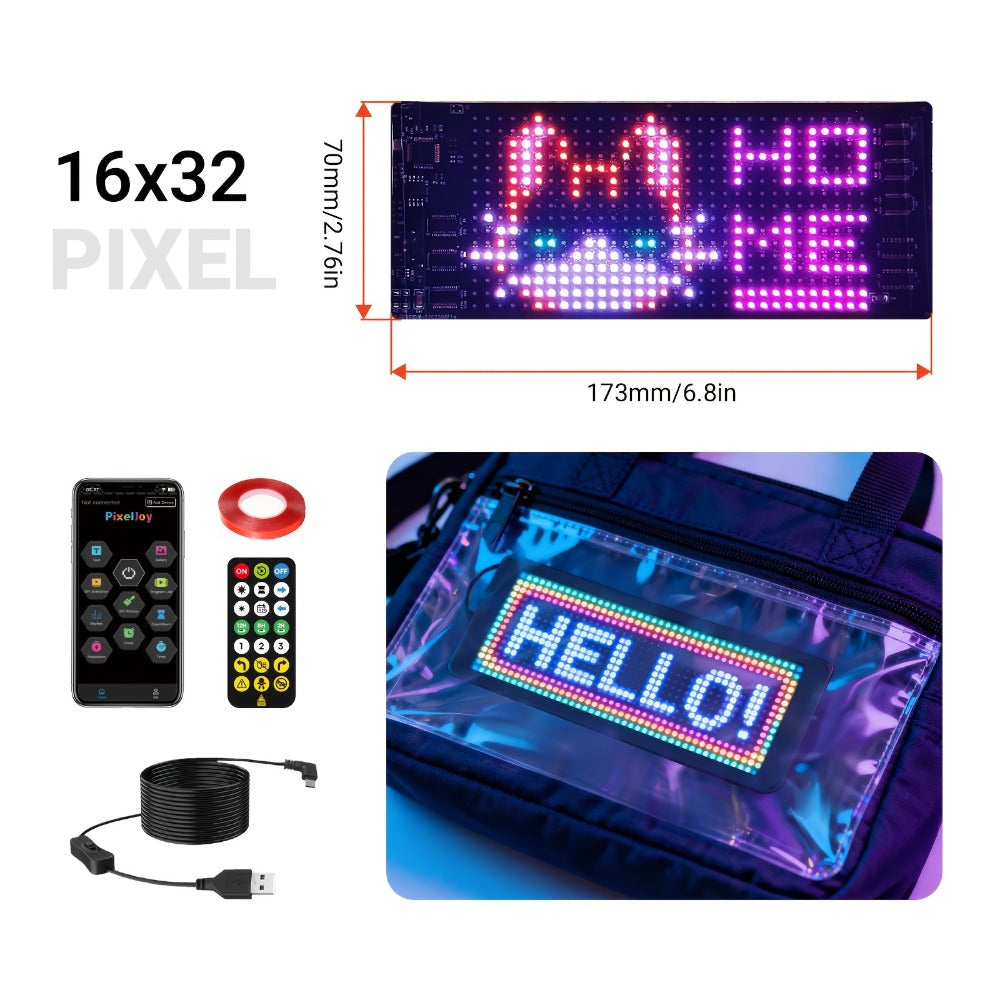 Programmable LED Sign Flexible Matrix Display Screen 5V App & Remote Control - Scrolling Text Picture GIF LED Panel for Car Store Bike Party Gaming Setup - 16x32 16x64 16x96 Devil's Eye