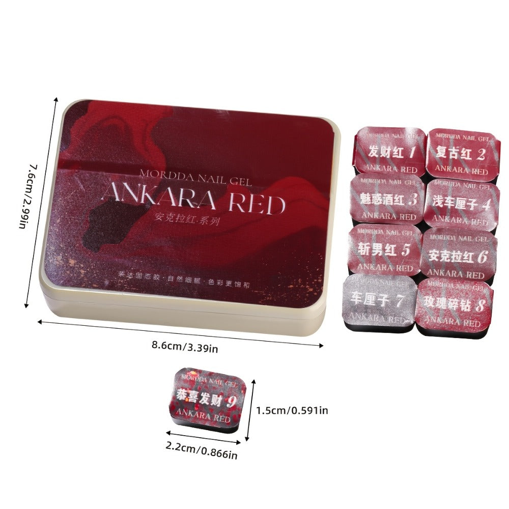Gradient Gel Nail Polish Set 9pcs Ancola Red Collection – High Saturation Solid Gel, Shiny Gloss Finish, LED Curable Multifunctional Nail Gel | Spring Summer Ombre DIY Manicure Kit for Women
