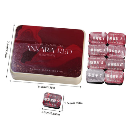 Gradient Gel Nail Polish Set 9pcs Ancola Red Collection – High Saturation Solid Gel, Shiny Gloss Finish, LED Curable Multifunctional Nail Gel | Spring Summer Ombre DIY Manicure Kit for Women