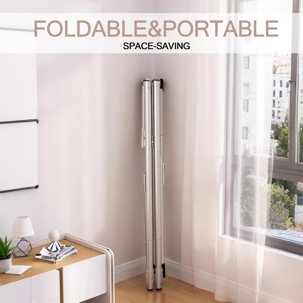 Clothes Drying Rack Foldable with Extendable Rod & Windproof Hooks — Space-Saving High-Capacity Metal Laundry Rack for Indoor, Outdoor, Balcony & Laundry Room | Multiple Sizes