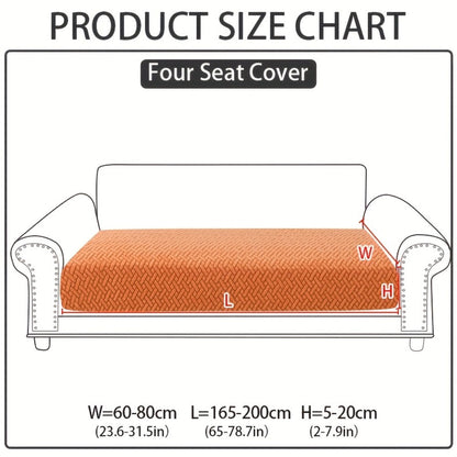 Jacquard Stretch Sofa Cover Non-Slip | Elastic Wear-Resistant Couch Slipcover, Polyester Jacquard Fabric, 1 to 4 Seat Sectional L-Shape, Armrest Backrest, Machine Washable