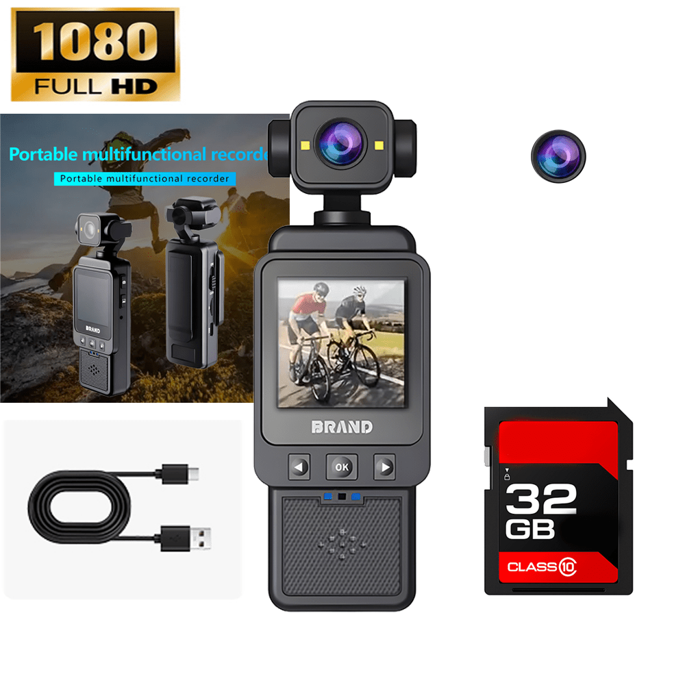 DV01 1080P-Labeled Action Camera with Wearable Clip, Rechargeable Body and Optional 32GB Memory Card