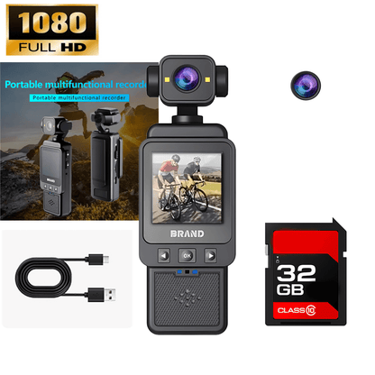 DV01 1080P-Labeled Action Camera with Wearable Clip, Rechargeable Body and Optional 32GB Memory Card