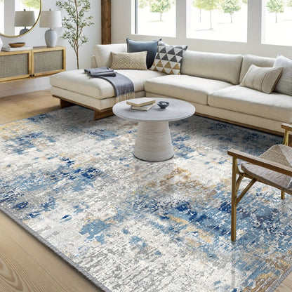 Moroccan and Boho Low-Pile Area Rug in Four Patterns with 59 x 82.6-Inch to 106.2 x 141.7-Inch Sizes