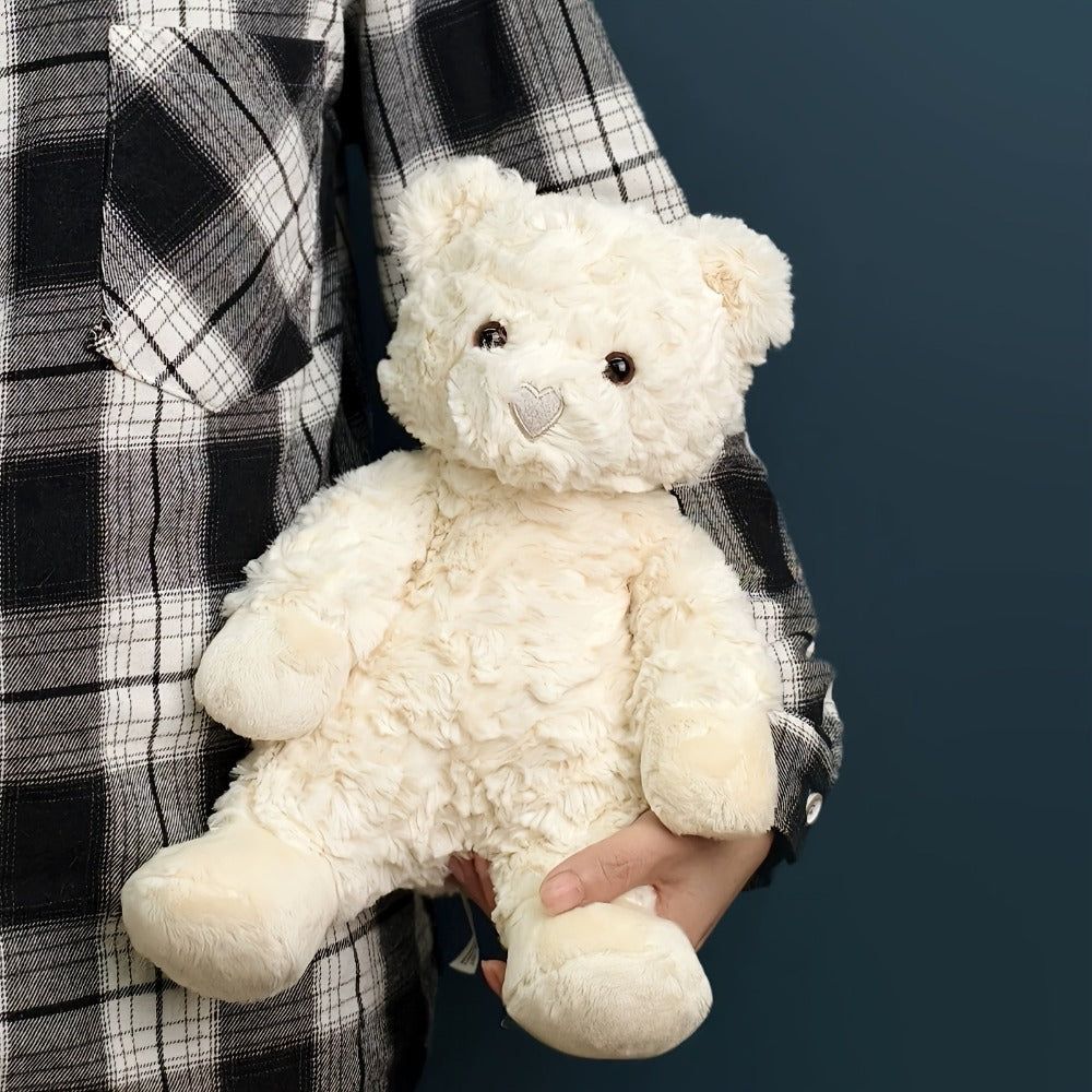 Stuffed Animal White Teddy Bear with Loving Heart Detail, Kawaii Theme and One Source Style