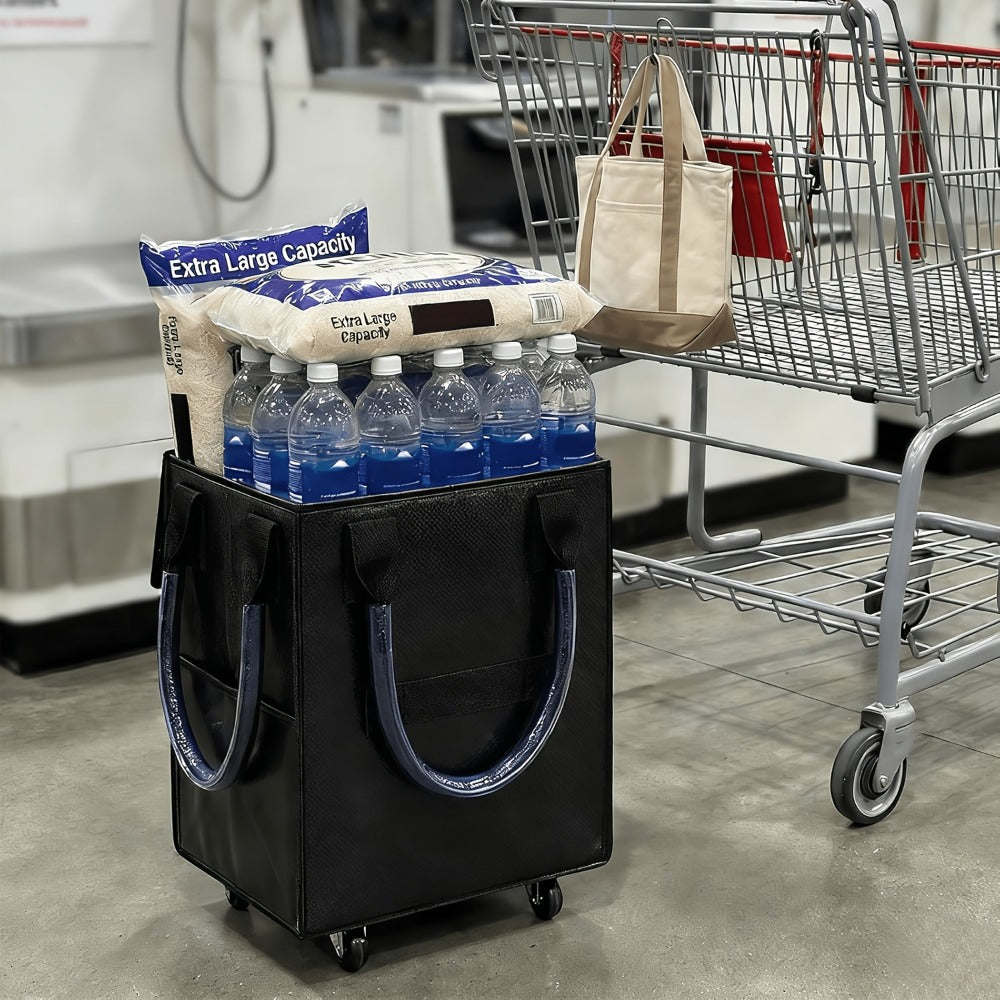 60 L Rolling Grocery Bag with Wheels in Black or Rose Gold for Shopping, Travel and Utility Use