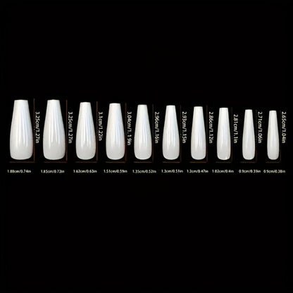 Press On Nails 216-Piece Middle Ballet Nine-Pack Mixed Flower Maple Glossy Set with Jelly Adhesive and File