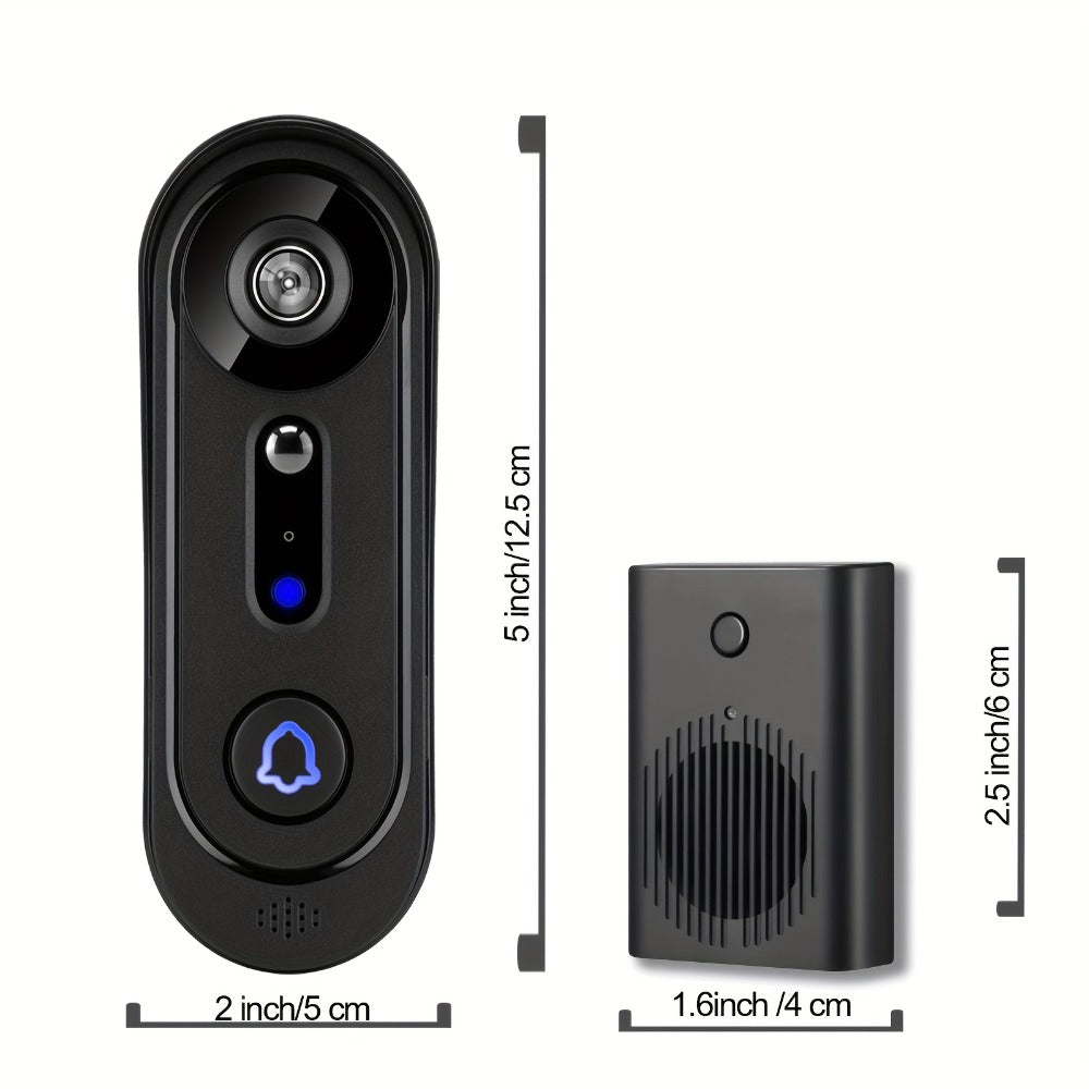 Video Doorbell 1080p Wireless Camera with 166-Degree View, Night Vision, Two-Way Audio and Indoor Chime